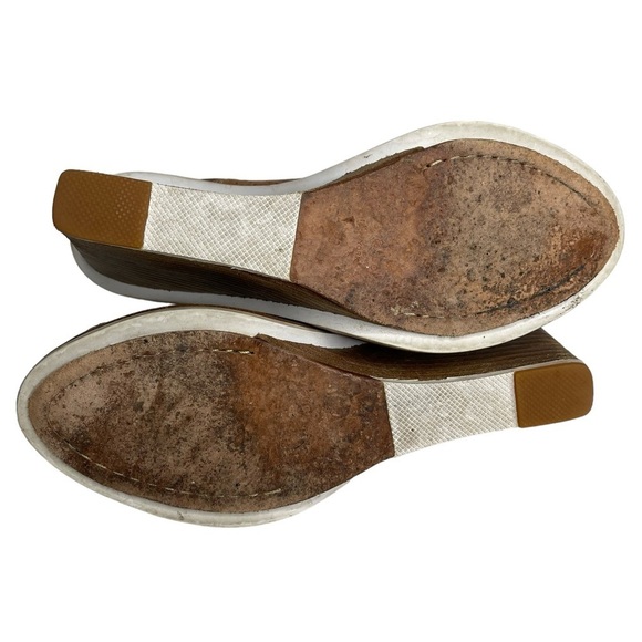 Rag & Bone Pala Wedge Sandals Womens 9 Leather Peep Toe Stacked Wood Heel Brown - Picture 9 of 11